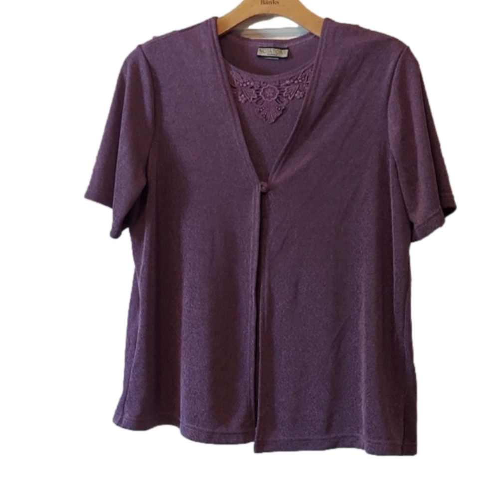 NOTATIONS  womens plus size light plum polyester with lace panel on front.